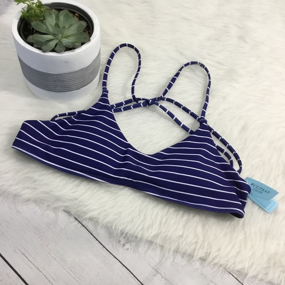 Cupshe Blue Striped Cupsay Swim Bikini Top S - Picture 4 of 8
